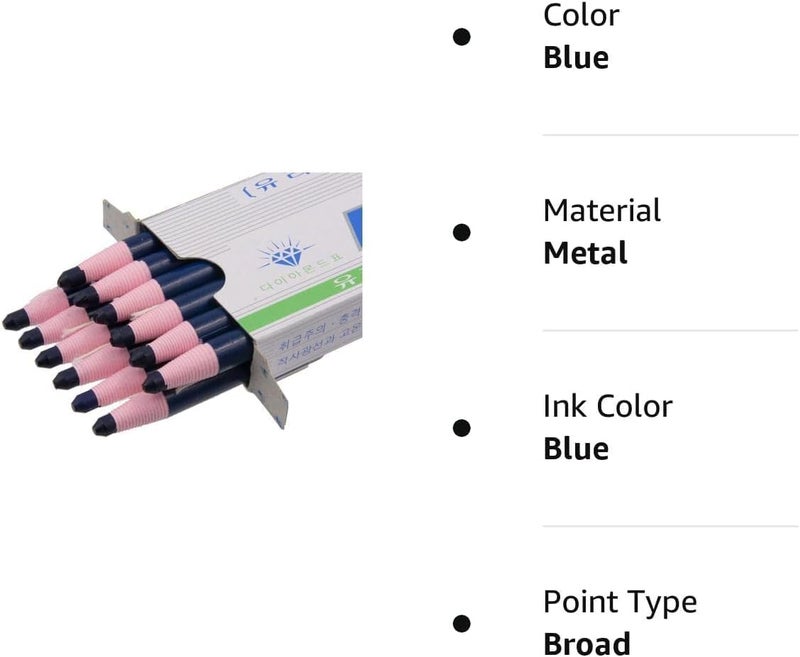 LENITH Korean Glass Markers Grease Pencils Peel-Off Type Grease Pencils/Wax Pencil for Vinyl, Metal, Skin, Paper, window glass, Checking Markers (12 Pencils) Color:Navy - Image 2